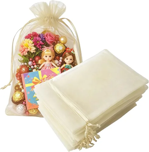 Vista 21 de Juego de 50 bolsas de organza de regalo con cordón azul aguamarina de 4 x 6 pulgadas para baby shower, Navidad, boda, recuerdos de fiesta, despedida