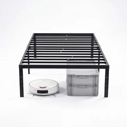 Vista 13 de Sweetcrispy - Marco de cama individual, plataforma de 12 pulgadas Easy Assembly, Twin Size 12 Inch Platform Bed Frame, Heavy Duty Metal Foundation