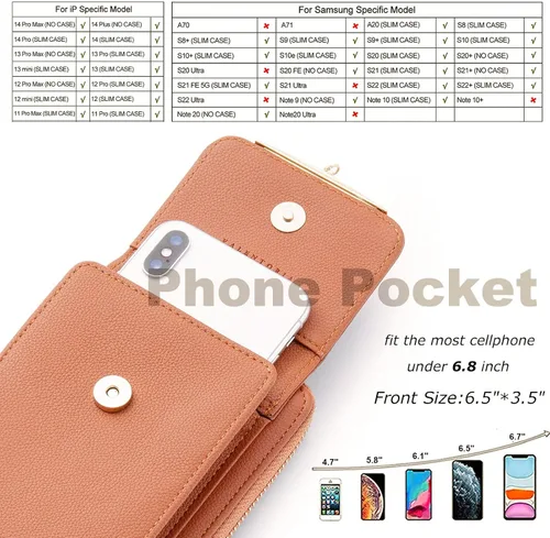 Vista 2 de Valentoria Bolso cruzado pequeño para teléfono celular, cartera de cuero para tarjetas de mano para mujer