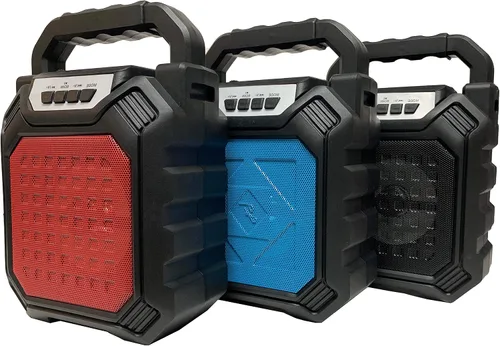 Vista 4 de Radio FM TF/USB Reproductor de MP3 Bluetooth Altavoz portátil Recargable-Rojo