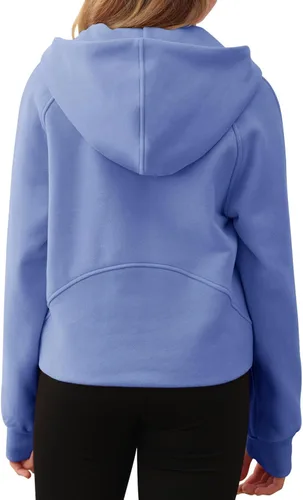 Vista 4 de Sudaderas con capucha recortadas con cuello de media cremallera para niñas