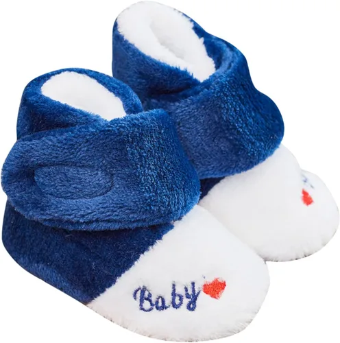 Vista 2 de Toddler Snow Boots Baby Girls Boys Booties Infant Winter Warm Crib Shoes Newborn First Walkers Fleece Prewalker Non-Slip