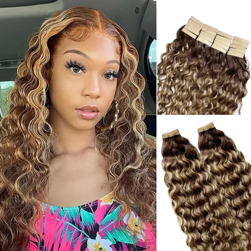 Vista 22 de Extensiones de cabello con micro puntas, 16 pulgadas, balayage, color #18, rubio beige, mezclado #60 rubio platino, extensiones de cabello humano