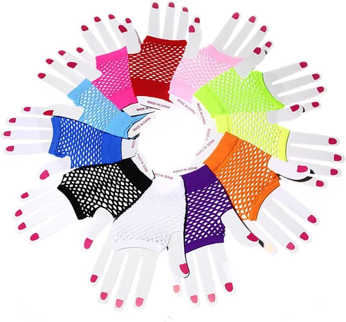 Vista 5 de Lone - Guantes de red sin dedos para mujer, malla de malla para brazo, emo, gótico, punk, 80, accesorios para escena