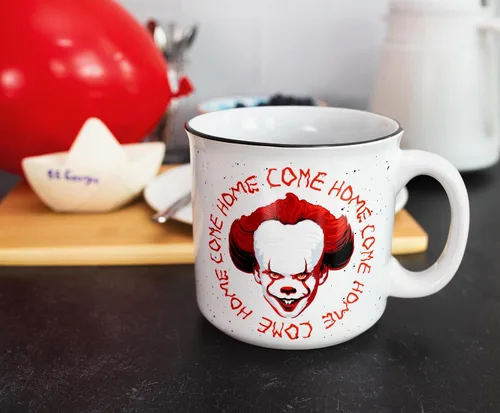 Vista 3 de IT Pennywise - Taza de cerámica "Come Home", taza de café de viaje sin BPA para expreso, cafeína, cacao, bebidas, artículos esenciales para el hogar