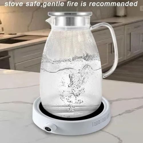 Vista 10 de Jarra de vidrio con tapa y asa, jarra de borosilicato resistente al calor