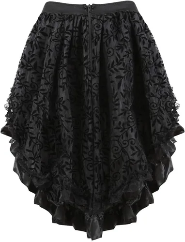 Vista 3 de Zhitunemi Disfraz steampunk de talla grande para mujer, vestido de pirata, falda renacentista, trajes altos y bajos, trajes de salón para niña