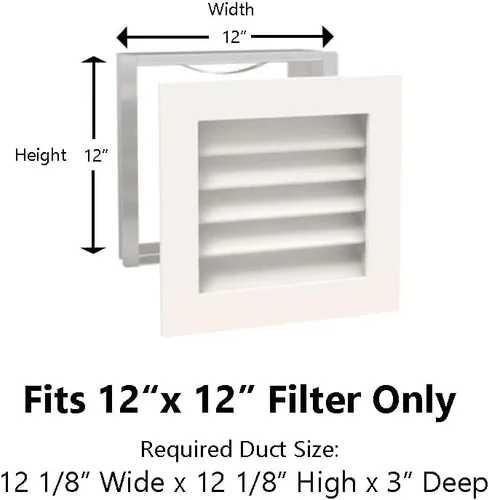 Vista 2 de Worth Home Products - Rejilla de retorno de CA de lujo de 12 pulgadas de ancho x 12 pulgadas de alto x 3 pulgadas de profundidad solo para paredes