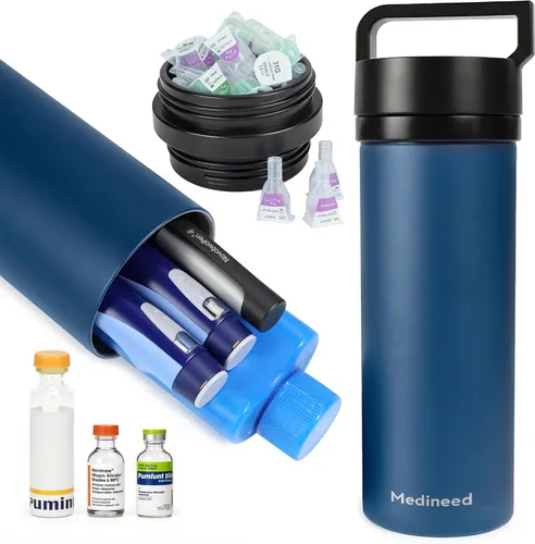 Vista 8 de Medineed Maletín de viaje para insulina aprobado por la TSA, organizador de viaje refrigerado para diabetes 60H con paquetes de hielo, enfriador