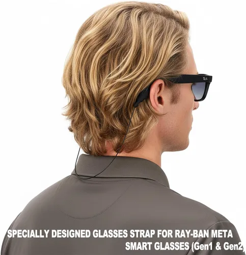 Vista 4 de Correa de lentes de sol para lentes Meta RayBan, patillas gruesas, correas para gafas, cordones para hombres, mujeres y niños, soportes para gafas