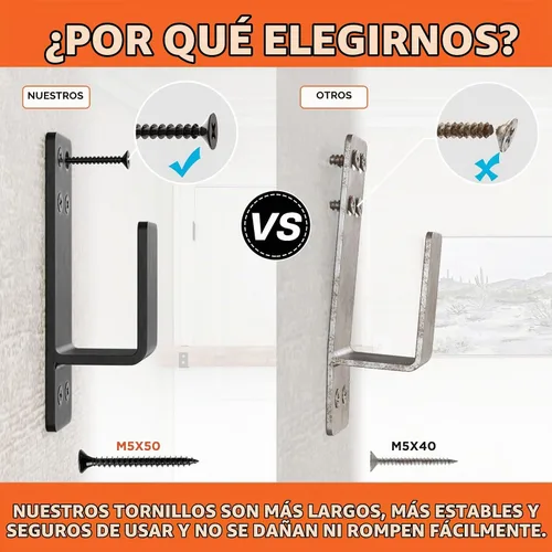 Vista 3 de Soportes de barricada de puerta de 2 x 4 resistentes, 2 piezas, soportes para barra de puerta, para seguridad en el hogar, color negro