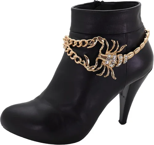 Vista 7 de Joyería de moda occidental para mujer, cadena de metal dorado, tobillera con dije de escorpión elegante, Plata