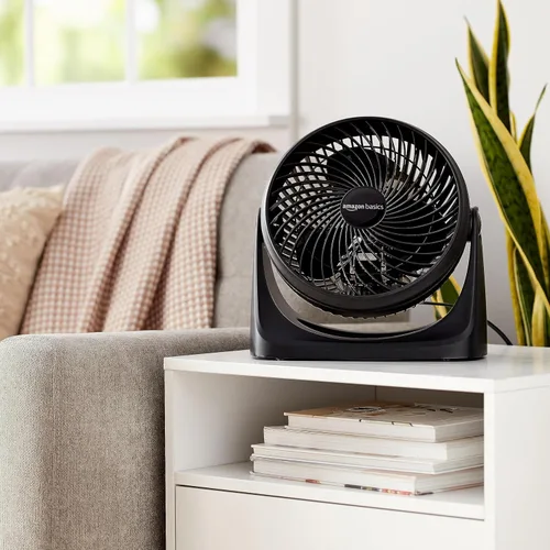 Vista 5 de Amazon Basics Ventilador circulador de aire, ventilador de escritorio para dormitorio, hogar y oficina, con cabezal de inclinación de 90 grados, 3