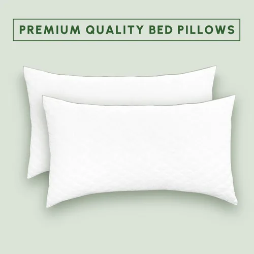 Vista 8 de Elegant Comfort Juego de 2 almohadas de cama de calidad hotelera – Acolchado de plumón de ganso alternativo de densidad media firme – Almohadas