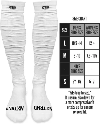 Vista 2 de Nxtrnd XTD - Calcetines de fútbol americano fruncidos, calcetines deportivos acolchados extralargos para hombres y niños