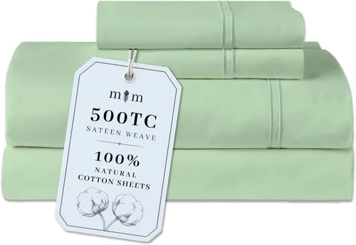 Vista 22 de Sábanas de Cama de Algodón 100% Natural Juego de Sábanas Twin de Tejido Satinado de Una Sola Capa de 500 TC Ropa de Cama Sólida Suave