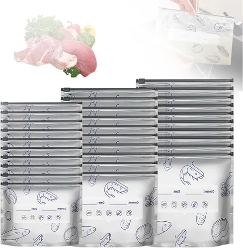 Vista 9 de Bolsas de almacenamiento reutilizables de papel de aluminio sellables, bolsas deslizantes reutilizables para almacenamiento y conservación