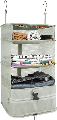 Vista 25 de Surblue Bolsa de Almacenamiento para Viaje con Estantes Colgantes, Cubo de Empaque de Compresión para Maleta Plegable con Capa Extensible de Gran