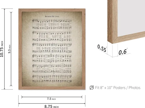 Vista 3 de Monem Art - Póster de partitura de música vintage, impresión de himno retro, regalo para músico, amigo, porque él vive, himno, verso, inspirador