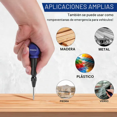 Vista 8 de WORKPRO Punzón central automático de 2 piezas, punzón central con resorte