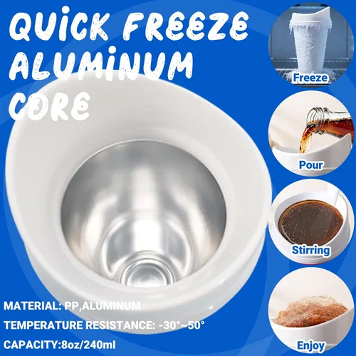Vista 5 de Slushie Taza mágica - Tazas de batido portátiles congeladas rápidas para hacer tú mismo helado casero con cuchara de tapa para niños, familia