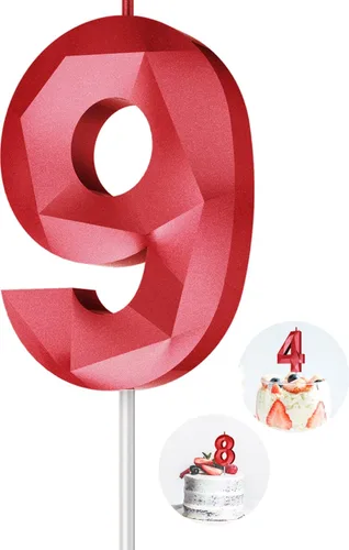 Vista 126 de Velas de cumpleaños con números (0 velas negras), forma de diamante 3D, decoración de pastel de feliz cumpleaños para niños y hombres, cumpleaños