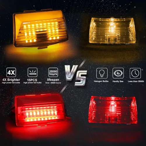 Vista 5 de NTHREEAUTO Luces LED para guardabarros delanteros + luz trasera con punta de guardabarros trasera, lente cromada compatible con Harley Electra Glide