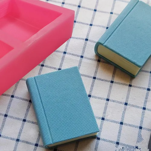 Vista 5 de Molde de jabón de silicona de dos libros, moldes de cera de vela hechos a mano, molde de silicona para pastel de mousse de chocolate, gelatina