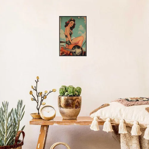 Vista 4 de Póster vintage de la niña piloto sexy de los años 50, arte de pared, arte retro de mediados de siglo, nostalgia estética, impresiones estéticas