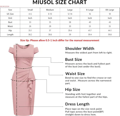 Vista 6 de Miusol Vestido de cóctel de manga elegante con volantes retro para mujer