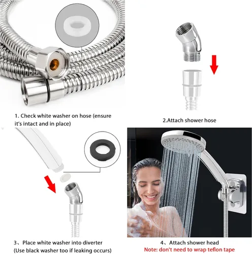 Vista 3 de NearMoon Adaptador de codo de ducha para cabezal de ducha, latón macizo de 45 ° G1/2 macho a hembra, conector de extensión de brazo de ducha, cromo