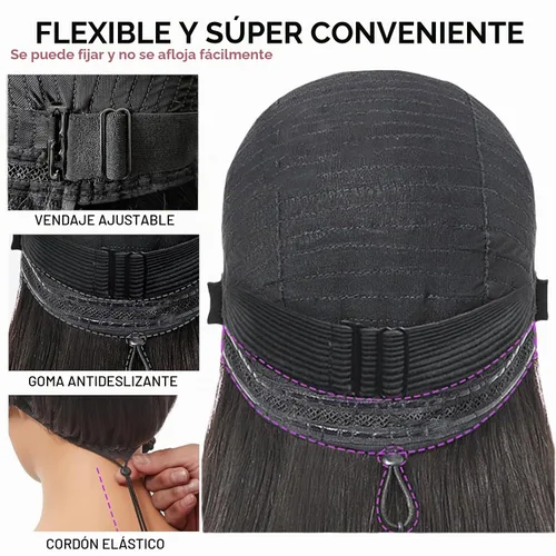 Vista 4 de Farblick Peluca Bob de cabello humano de 10 pulgadas, pelucas sin pegamento de cabello humano pre cortadas, pre depiladas, 6×4 encaje frontal HD Bob