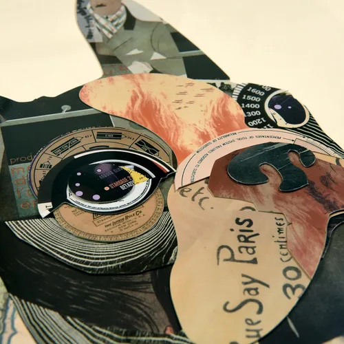 Vista 4 de Empire Art Direct Alex Zeng - Papel gráfico enmarcado con collage dimensional de bulldog francés bajo vidrio, listo para colgar, 17 x 17 pulgadas