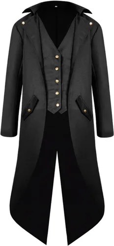 Vista 2 de BITSEACOCO Chaqueta medieval para niños, disfraz de Halloween, gótico, steampunk, vintage, victoriano, uniforme