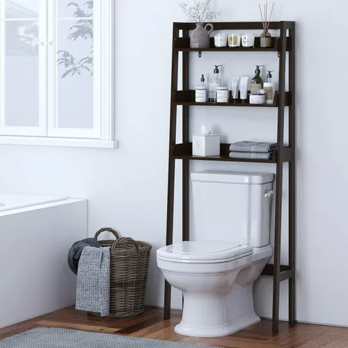 Vista 2 de UTEX Almacenamiento sobre el inodoro, estantes de baño de 3 niveles sobre el inodoro, organizador de baño detrás del inodoro (espresso)