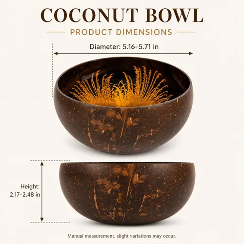 Vista 2 de ChezMax Tazón Natural de Cáscara de Coco con Madreperla Incrustada, Tazones de Cáscara de Coco para Llaves de Entrada, Recipiente para Caramelos