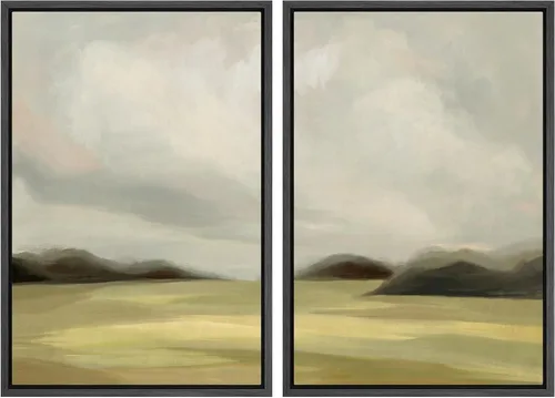 Vista 8 de IDEA4WALL Lienzo Enmarcado Impreso Arte de Pared Set Paisaje de Hojas de Palma de Selva de Mediados de Siglo Naturaleza Silvestre Ilustraciones Arte