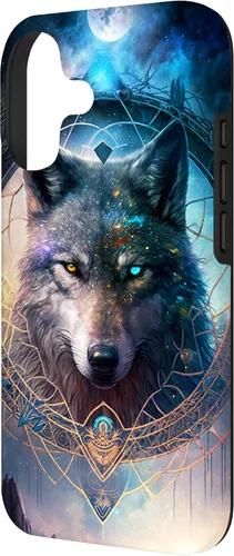 Vista 2 de Wolf Mystical Surreal Fantasy Funda para iPhone 17