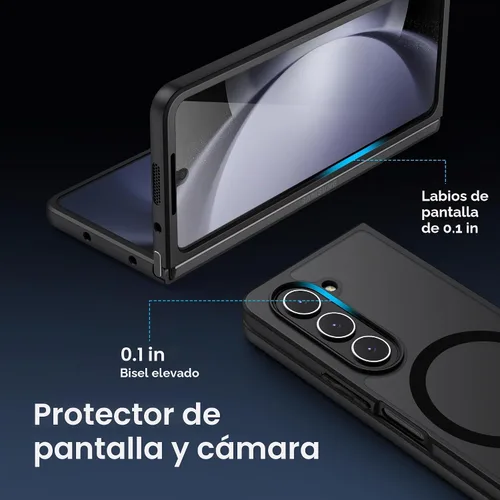 Vista 3 de MAKAVO Funda magnética para Samsung Galaxy Z Fold 5 [compatible con MagSafe], delgada, translúcida mate, parte trasera dura y parachoques negro