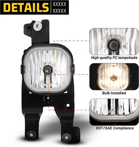 Vista 4 de Luces antiniebla para Ford F-250 F-350 F-450 F-550 F-550 F250 F250 F350 F450 F550 Super Duty Lámparas antiniebla con bombillas H10 12V 42W incluye