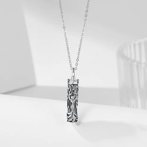 Vista 48 de Collar con colgante de urna de cenizas de cremación y árbol de la vida para mujer, plata de ley US1