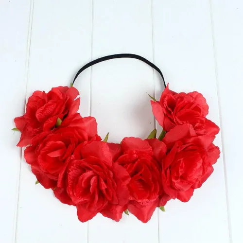 Vista 2 de Floral Fall F-53 vinchas para la cabeza estilo corona con flores hippie