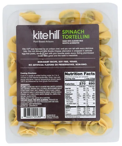 Vista 2 de Kite Hill Tortellini de espinacas con ricota de leche de almendras, 9 OZ