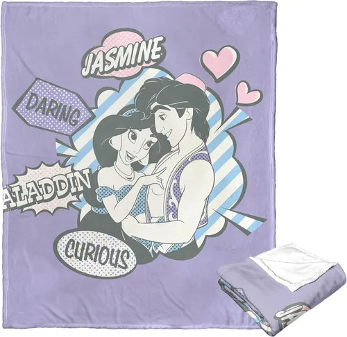 Vista 2 de Northwest Aladdin - Manta de seda táctil, 50 x 60 pulgadas, Aladdin y Jasmine