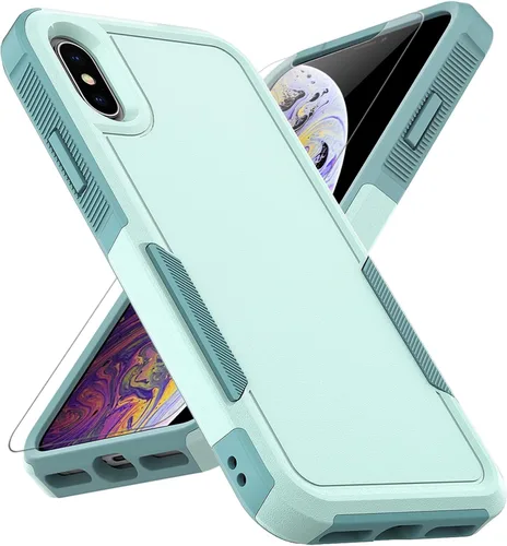Vista 13 de Funda para iPhone X/iPhone Xs: funda protectora de doble capa resistente para teléfono celular, a prueba de golpes, resistente, con protector