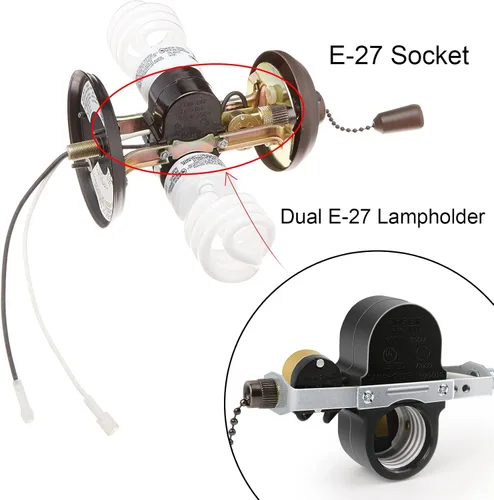 Vista 3 de ZE-310D ZE-310D - Interruptor de cadena para ventilador de techo con ZE-109M 660W Daul E27 Lamp Holder Cord On/Off Control for Fan Light Kit