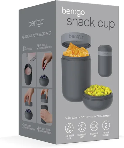 Vista 6 de Bentgo Snack Cup - Contenedor de bocadillos reutilizable con diseño a prueba de fugas, compartimento para aderezos y tapa de doble sellado, portátil