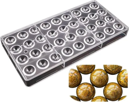 Vista 29 de LoBake Multi Designs - Palitos de media bola, cubo especial TAI JI Trigon, molde de policarbonato para chocolate, moldes para cubitos de hielo 0302