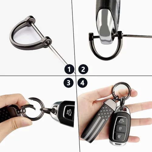 Vista 6 de Kit de llavero de automóvil, llavero de anillo en D antipérdida, giratorio de 360 grados con destornillador, adecuado para hombres y mujeres