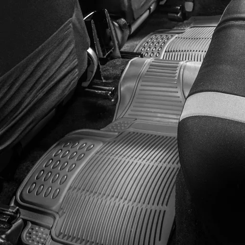 Vista 2 de FH GROUP FH-F11306 tapete de vinilo para piso trasero, apto para casi cualquier auto, camioneta, VUD o furgoneta, gris - F11306
